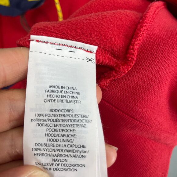 VTG Polo Ralph Lauren Hoodie Mens Small Red HI Tech Hybrid Fleece Drawstring - Picture 6 of 13